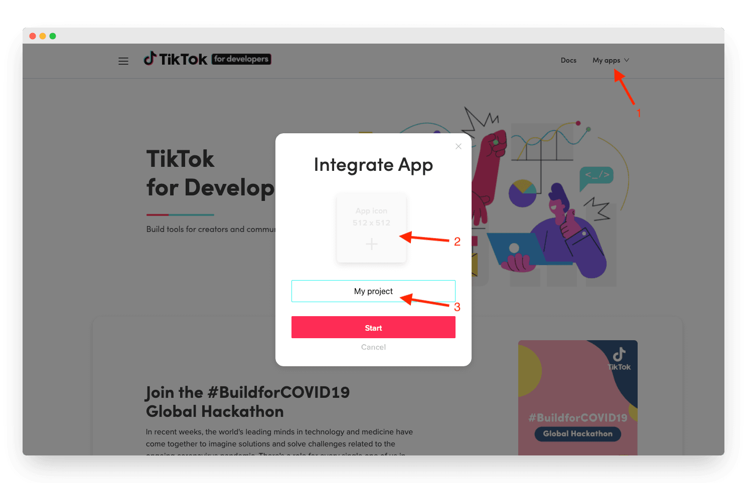 Creating a new TikTok app